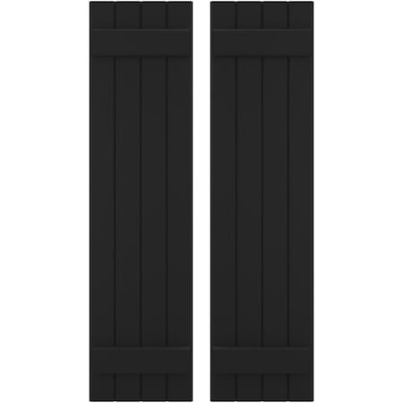 Americraft 4-Board (2 Batten) Exterior Real Wood Joined Board-n-Batten Shutters, ARW101BB414X37BLH